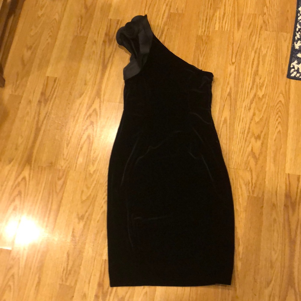 Betsy and Adam one shoulder velvet dress